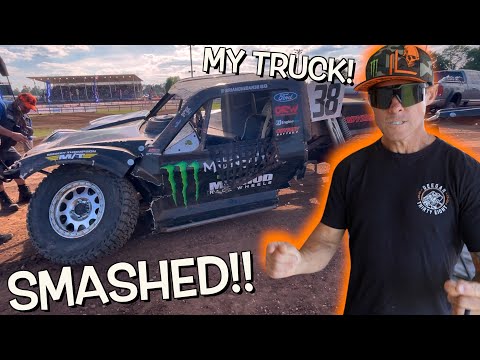 MY RACE TRUCK GOT SMASHED!!!