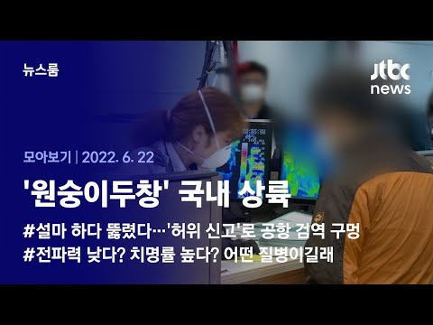 [뉴스룸 모아보기] 국내도 '원숭이두창' 뚫렸다…확산 가능성은? (2022.06.22 / JTBC News)