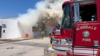 Massive fire guts commercial building in Glendale