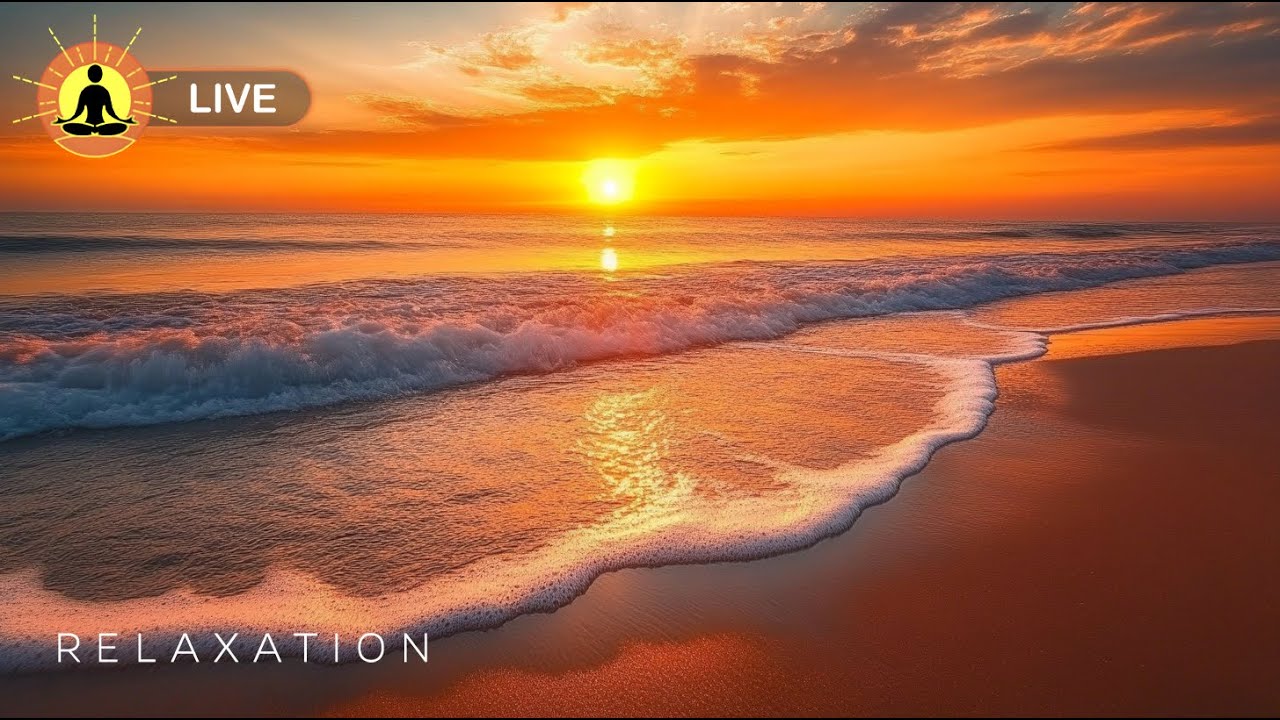 🔴 Sunset Relaxation Music 24/7 - Ocean Waves Meditation | Stress Relief Music for Spa & Meditation