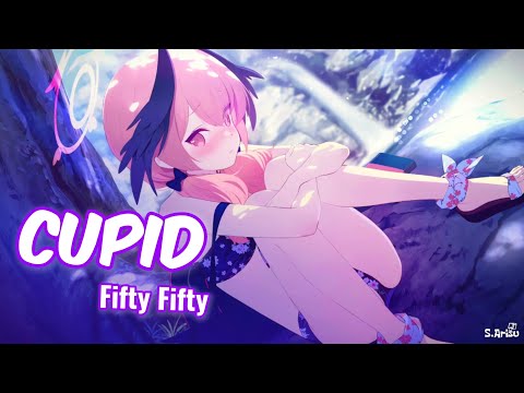 Cupid - Fifty Fifty (Twin Version)[ Lyrics // Speed Up ] | Koharu (Swimsuit) - Blue Archive Live2D