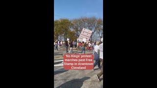 ‘No Kings’ protest marches past Free Stamp in downtown Cleveland