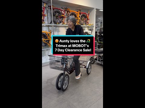 😍 Aunty loves the Trimax at MOBOT's 7 Day Clearance Sale 🛵