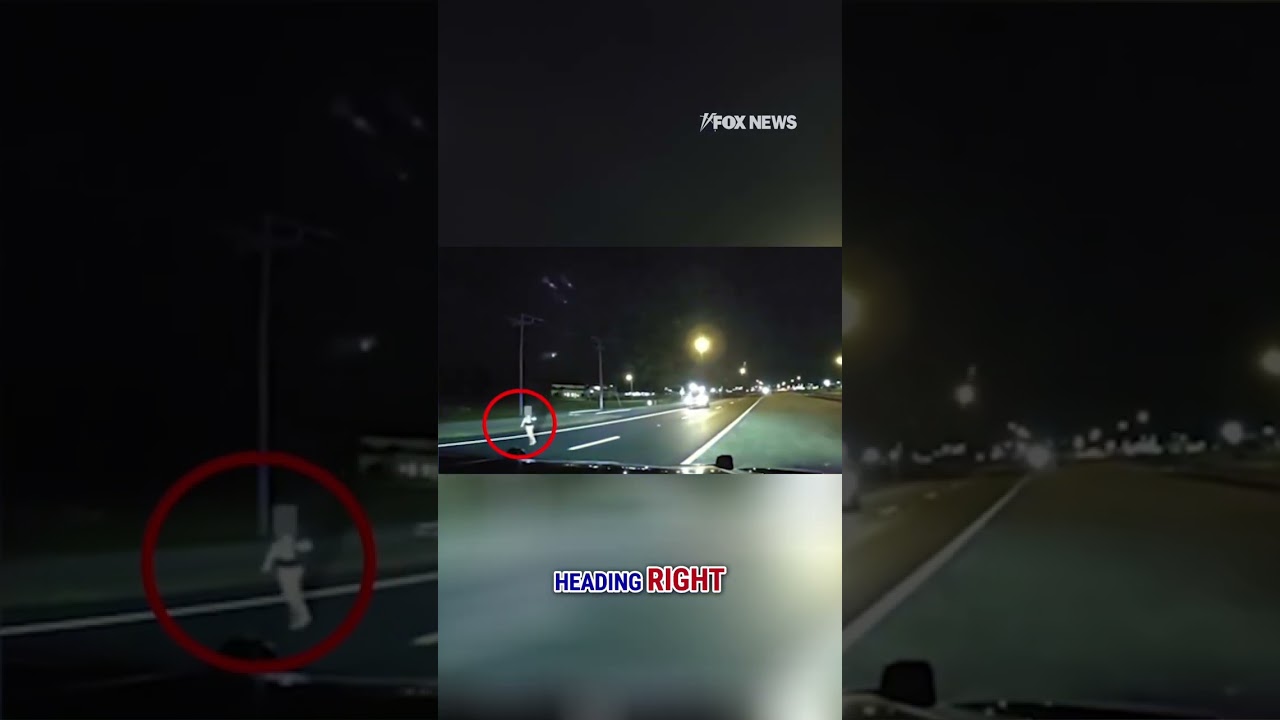 WATCH: Toddler runs down dark highway in HEART-STOPPING moment #shorts