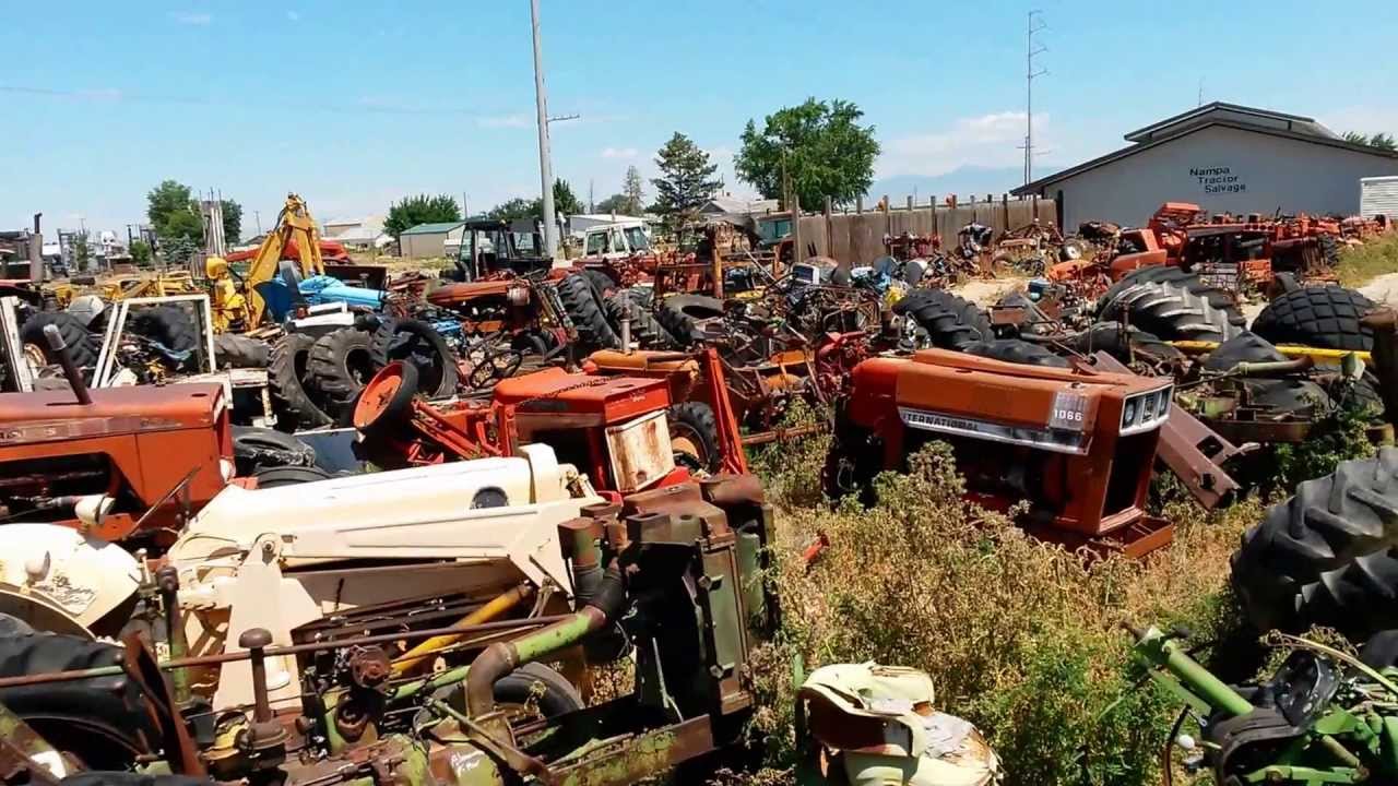 Salvage yard ford backhoe