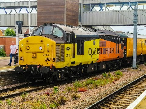 Class 37 "Tractors" 37175 and 37612 Depart Peterborough for Welwyn
