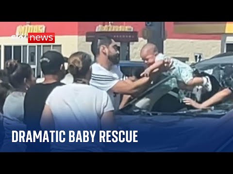 Texas: Dad smashes windscreen to rescue baby from hot car