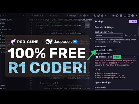 RooCode + FREE Github Deepseek R1 API : This is CRAZY FREE AI CODER with Deepseek R1!