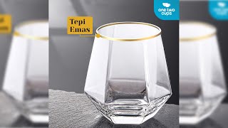 Pratinjau video produk One Two Cups Gelas Minuman Diamond Crystal Borosilicate Glass 310ml Style 1 - GW107