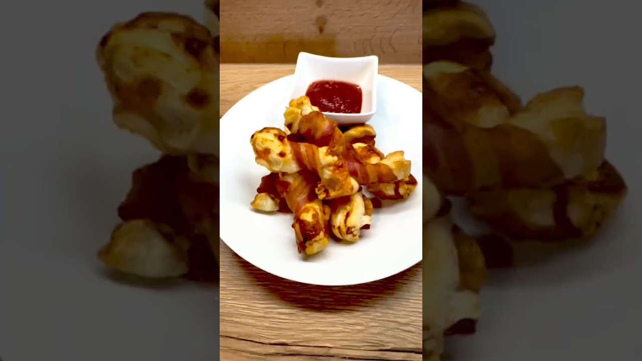 Tyčinky z listového těsta s čedarem a slaninou