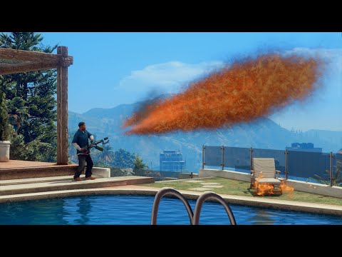 GTA 5 mod Real Flamethrower (  V 1.0.3028.0 )- review and installation of the mod | 4K Video HD