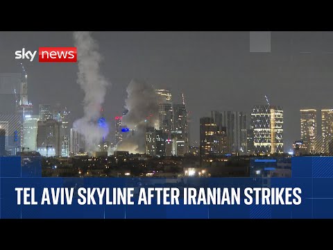 Tel Aviv skyline live as Iran launches retaliatory strikes against Israel