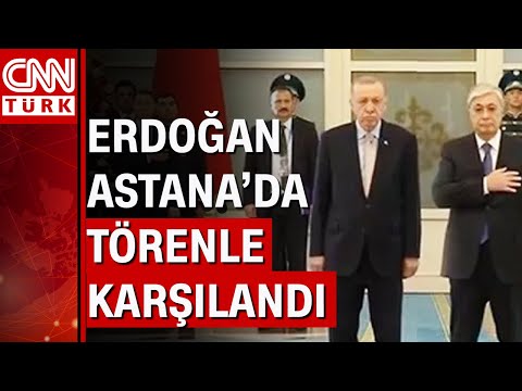 Cumhurbaşkanı Erdoğan, Kazakistan'da resmi törenle böyle karşılandı!