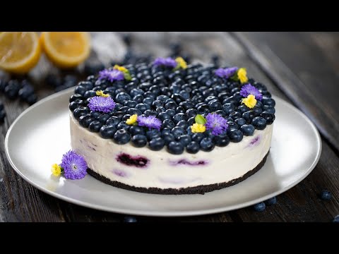 No Bake White Chocolate Blueberry Lemon Cheesecake