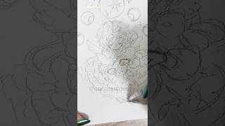 【アナログ】🌕何もないところに月の天使の下絵を描くメイキング🎨🦜#Shorts #watercolor #watercolorpaintin