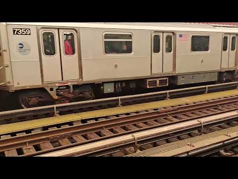 MTA: R188 7 local and express trains at 74th St-Broadway during the Canadian wildfire smoke