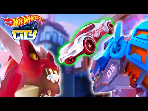 Ultimate T-Rex Transporter Battles the Fire-Breathing Dragon! 💥 - Cartoons for Kids | Hot Wheels