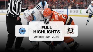 Utah Hockey Club at Ducks | October 16, 2024 | NHL Full Game Highlights