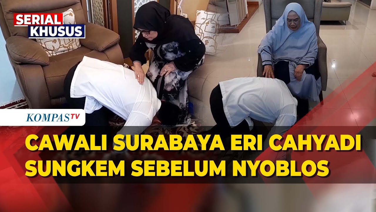 Calon Wali Kota Surabaya Eri Cahyadi Cium Kaki Ibunya Sebelum ke TPS
