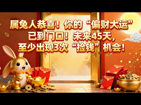 屬兔人恭喜！你的“偏財大運”已到門口！未來45天，至少出現3次“撿錢”機會！