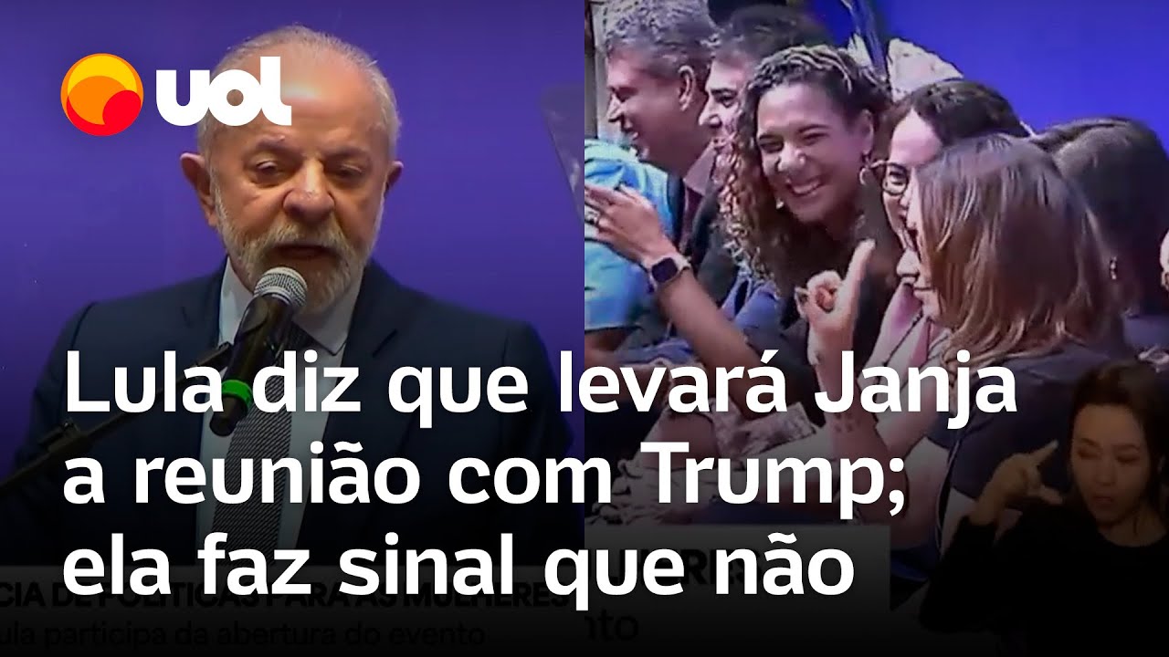 Lula diz que levará Janja a encontro com Trump e primeira dama reage com sinal de não veja vídeo