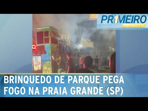 Susto: Brinquedo de parque incendeia com pessoas no litoral de SP | Primeiro Impacto (03/06/24)