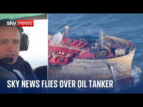 Sky News takes to the skies to assess North Sea ship collision