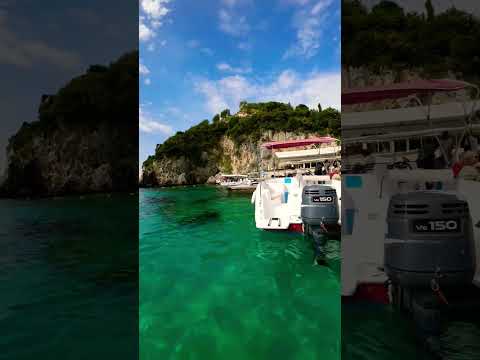 Paleokastritsa Corfu Greece 🇬🇷 🌅🛥️ #beach #corfu #greece #travel #walker #shorts #dji #vacation
