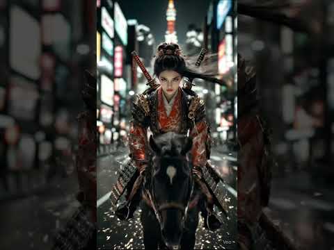 女性剣士が馬にまたがり東京の街を駆け抜ける #ai生成 #ai動画 #gemini #veo3