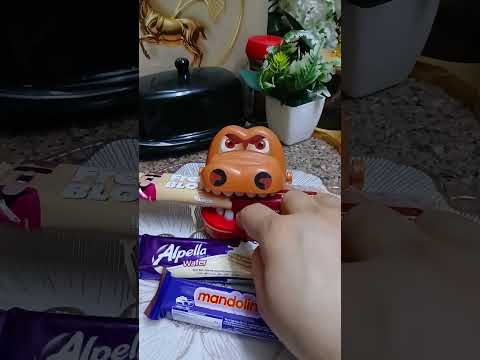 Little Crocs eat Cappucino Cream Wafer #asmr #satisfying #shorts