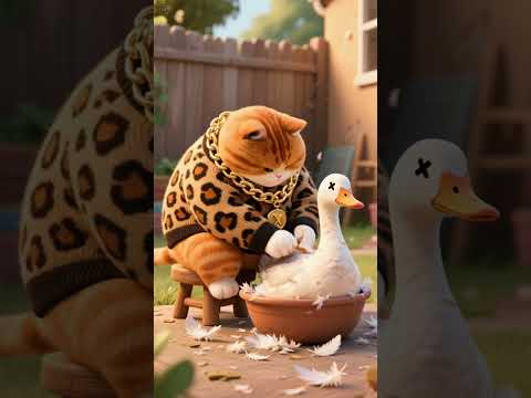 Today's recipe: roast goose, and make a down jacket for grandma #story #cat #funny #cute #animals