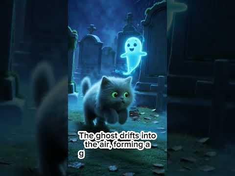 Whiskers and the Friendly Ghost | Heartwarming Halloween Tale #cat #catshorts #cute #cutecat #ai