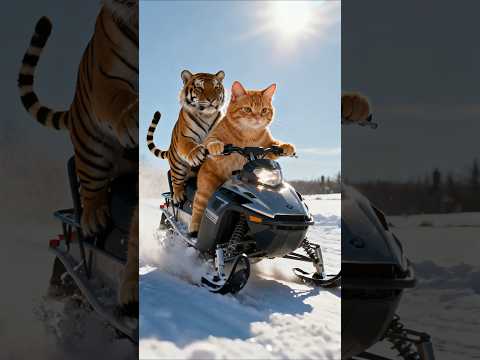 Wild Ride! 🐯🐱 Tiger & Cat Take on the Snow Adventure! ❄️🚀
