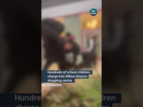 Hundreds of school children charge into Milton Keynes shopping centre #itvnews