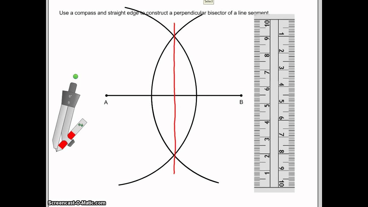 Construct A Perpendicular Bisector Of A Line Segment Youtube 0392