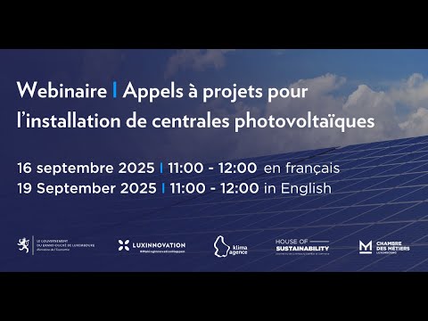 Appels à projets pour l'installation de centrales photovoltaïques - Webinaire du 16.09.2025
