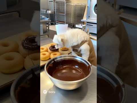 doughnut shop #Dog #Cute #Donut #Staff #Day1 #Chihuahua #Maltese #犬 #かわいい #ドーナツ #店員 #チワマル #ai #sora2