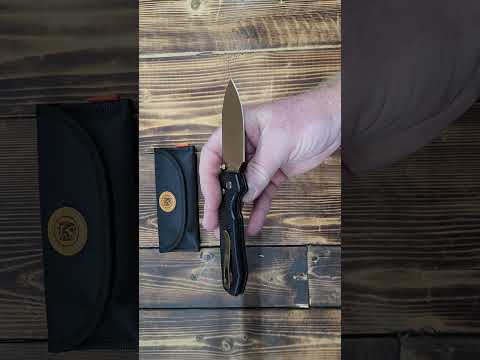 Vosteed Raccoon EDC Knife, Light Pocket knife Clip 3.25" Sandvik 14C28N Gold Blade, Crossbar Micarta