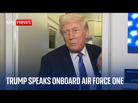 President Trump speaks onboard Air Force One
