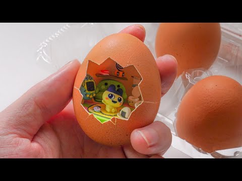 DIY Miniature Tamagotchi Room inside an Egg - Polymer Clay