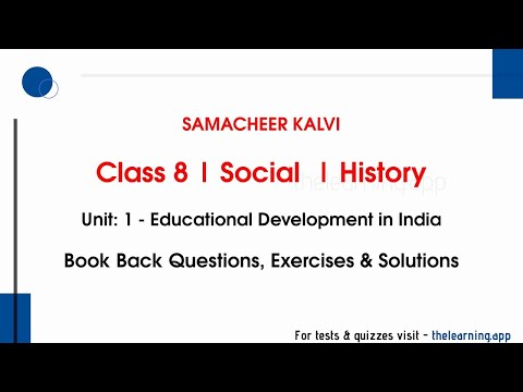 Educational Development in India Exercises | Unit 1  | Class 8 | History | Social | Samacheer Kalvi