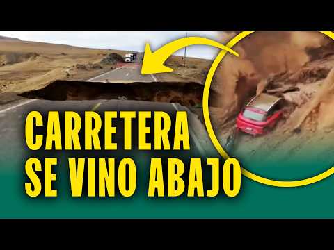 Huaico destroza tramo de carretera en Ilo: Carro se cayó y casi es arrastrado hacia el mar