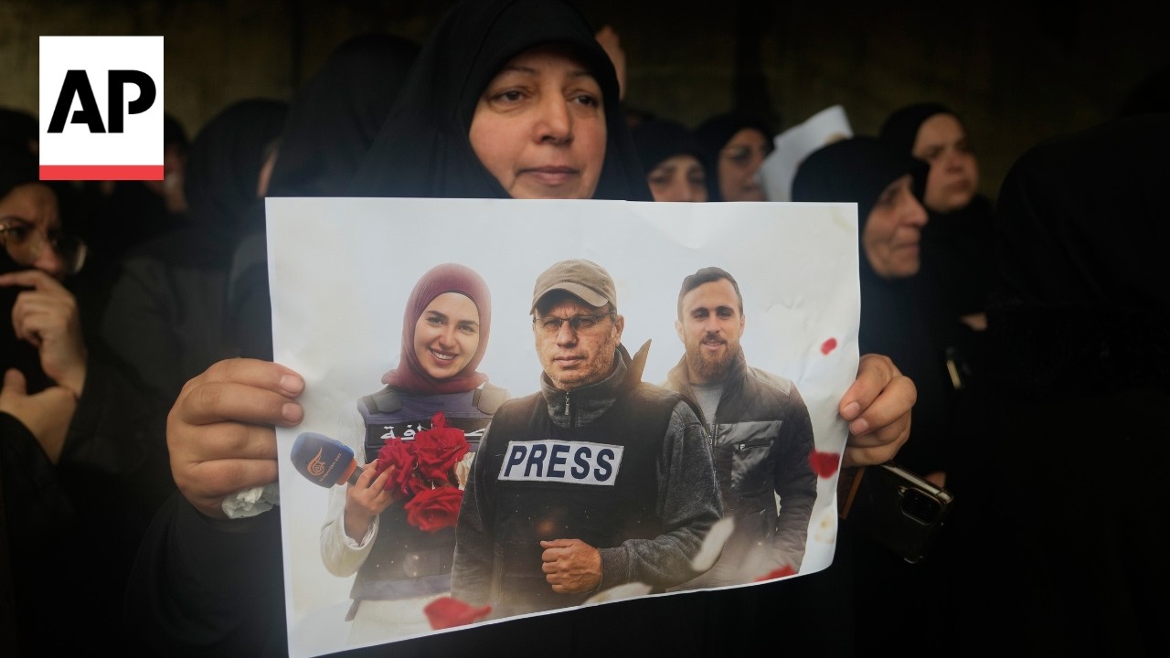 Mourners in Lebanon bury journalists killed in Israeli air strike