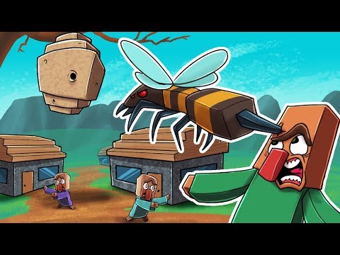 Crazy Minecraft - I FOUND A GIANT BEES NEST! (GIANT BEES 