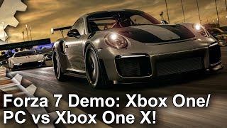 Forza Motorsport 7 - Demo Xbox One vs Xbox One X vs PC Comparison