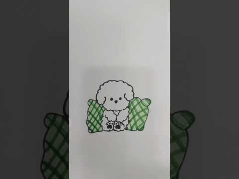 رسم كلب صغير بوبي كيوت نائم على لوسادة بطريقة سهلةDrawing of a small dog sleeping on a pillow