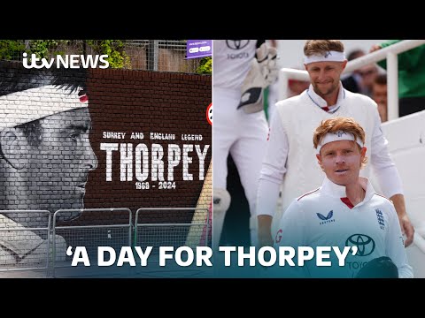 England and India's cricket players donned headbands in memory of batter Graham Thorpe | ITV News