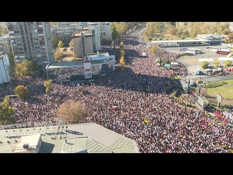 Serbia marks first anniversary of deadly train station collapse with 16 minutes of silence | AFP