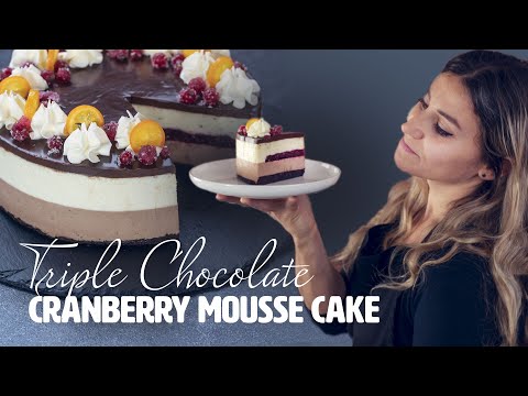 Triple Chocolate Cranberry Mousse Cake