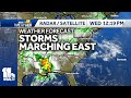 Storms marching east, impact weather day Thursday